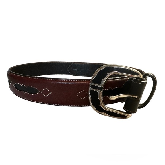 Justin boots men’s leather belt with bullhorn buckle size 34 - Picture 1 of 8